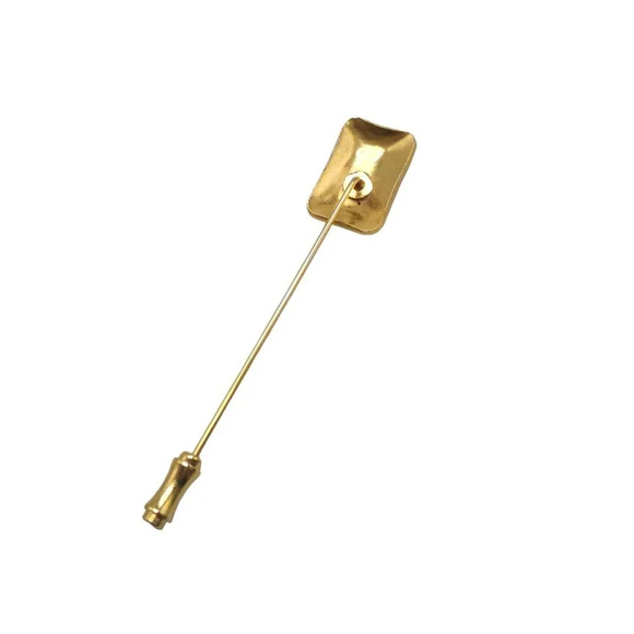 Vintage Cloisonne Floral Stick Pin With Gold Tone Rectangular Design - Picture 4 of 5